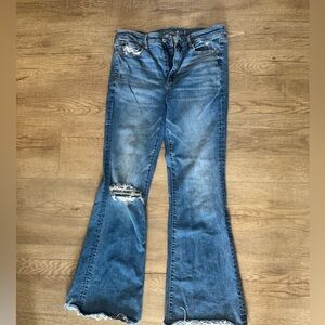 American Eagle, distressed flare jeans